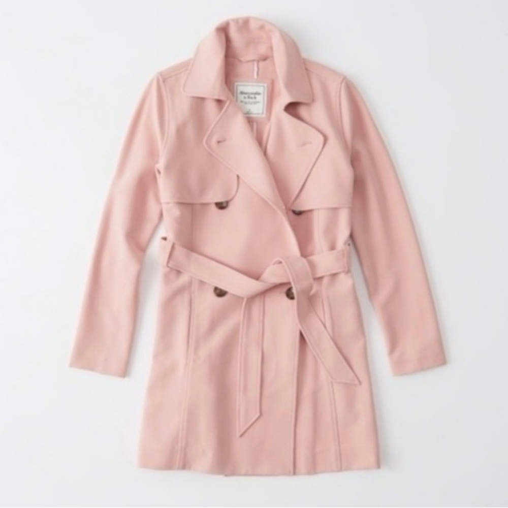 Abercrombie & Fitch Soft Light Pink Trench Coat